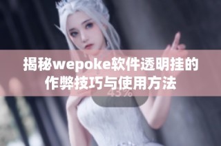 揭秘wepoke软件透明挂的作弊技巧与使用方法