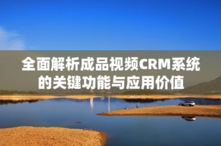 全面解析成品视频CRM系统的关键功能与应用价值