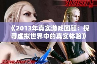 《2013年真实游戏回顾：探寻虚拟世界中的真实体验》