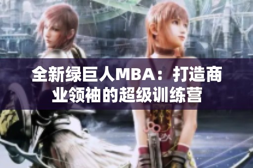 全新绿巨人MBA：打造商业领袖的超级训练营