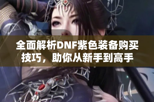 全面解析DNF紫色装备购买技巧，助你从新手到高手