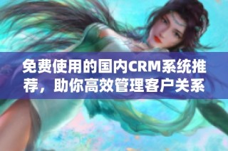 免费使用的国内CRM系统推荐，助你高效管理客户关系