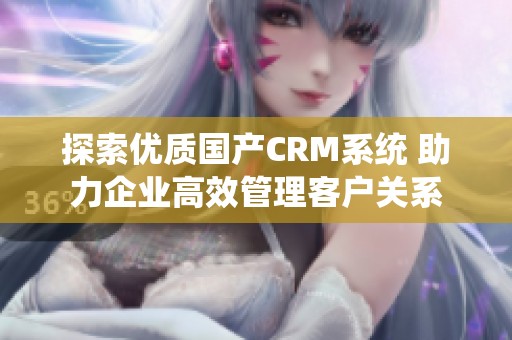 探索优质国产CRM系统 助力企业高效管理客户关系