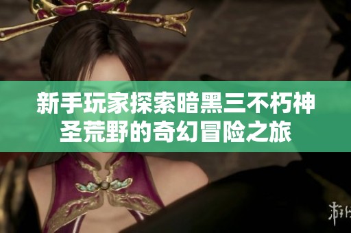 新手玩家探索暗黑三不朽神圣荒野的奇幻冒险之旅